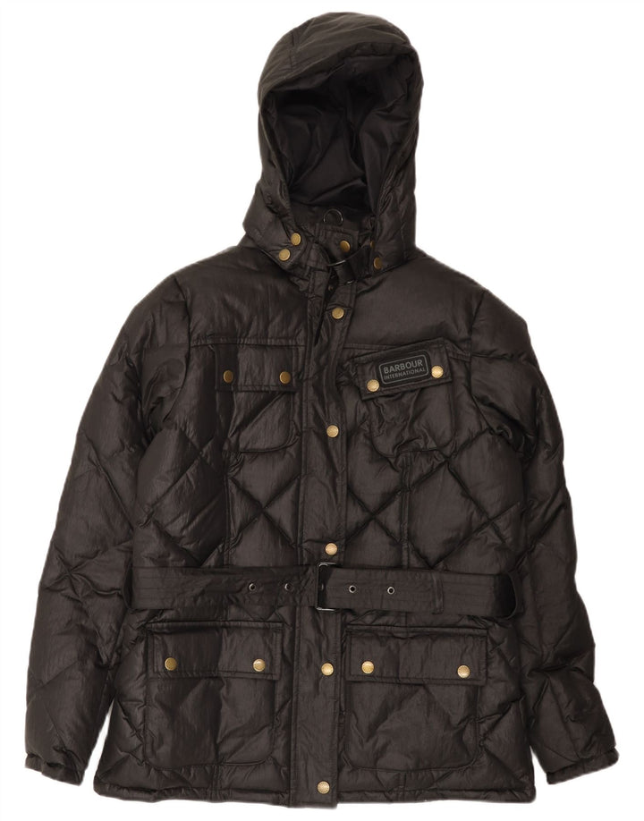 BARBOUR Womens Hooded Padded Jacket UK 14 Large Black