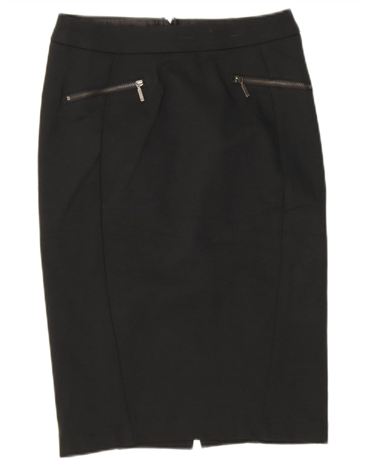 Marks & Spencer Womens Pencil Skirt UK 8 Small W26 Black Viscose