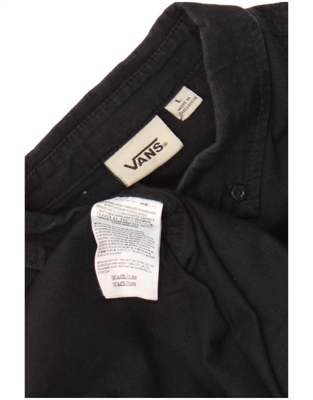 Vans Mens Graphic Shirt Large Black Pinstripe Cotton