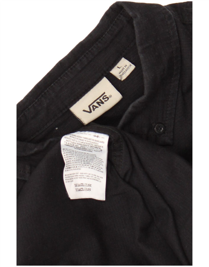 Vans Mens Graphic Shirt Large Black Pinstripe Cotton