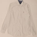 TOMMY HILFIGER Mens Slim Fit Shirt Medium White Spotted Cotton