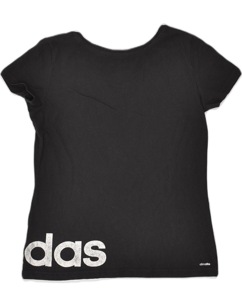 ADIDAS Womens Climalite Graphic T-Shirt Top UK 12 Medium Black Cotton | Vintage Adidas | Thrift | Second-Hand Adidas | Used Clothing | Messina Hembry 