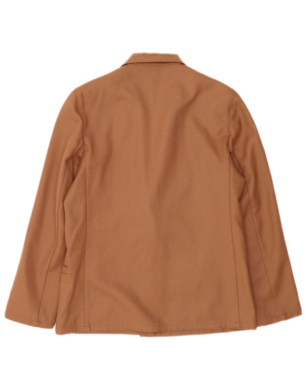 Vintage Womens 2 Button Blazer Jacket UK 14 Medium Brown Virgin Wool