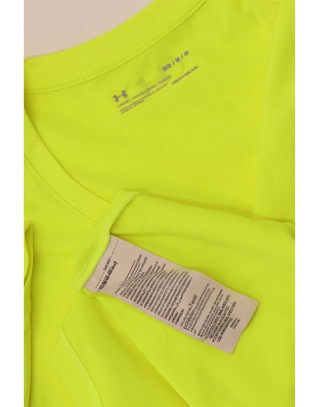 Under Armour Womens Heat Gear T-Shirt Top UK 12 Medium Yellow Polyester