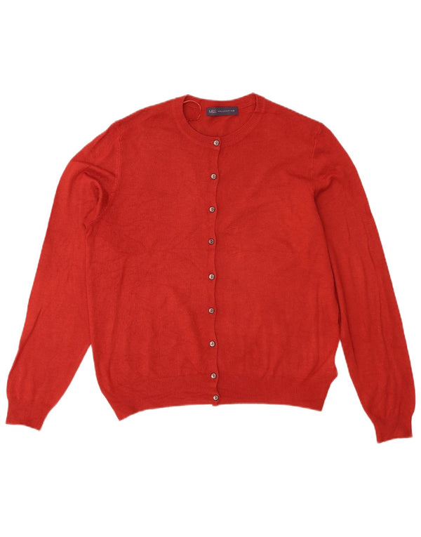 Marks & Spencer Womens Cardigan Sweater UK 14 Large Red Viscose