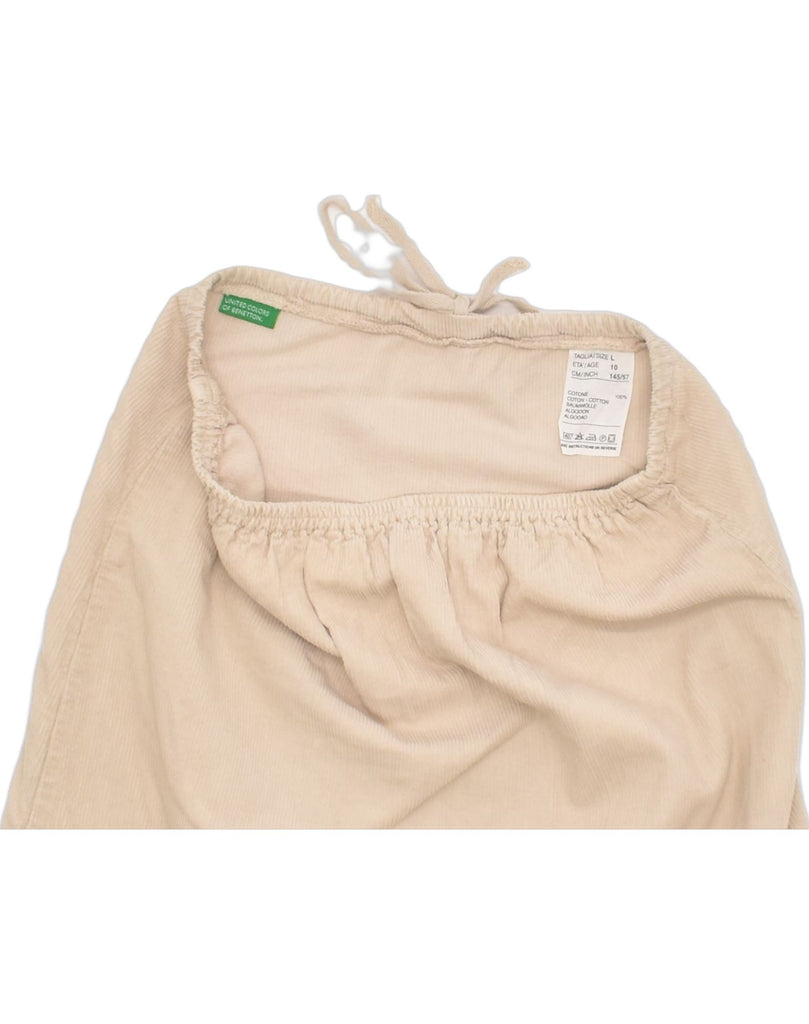 BENETTON Girls Corduroy Skirt 9-10 Years Large W26 Beige Cotton | Vintage | Thrift | Second-Hand | Used Clothing | Messina Hembry 