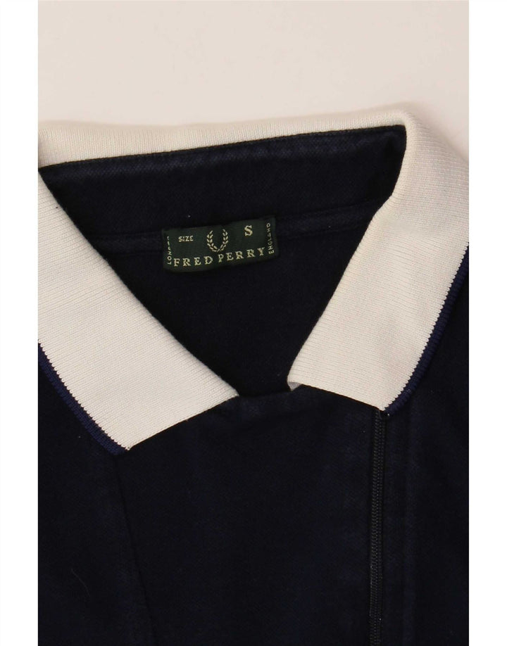 Fred Perry Womens Polo Shirt UK 10 Small Navy Blue Colourblock