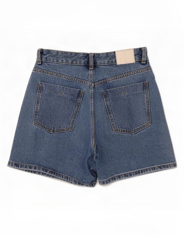 Zara Womens High Waist Denim Shorts EU 38 Small W28 Blue Cotton