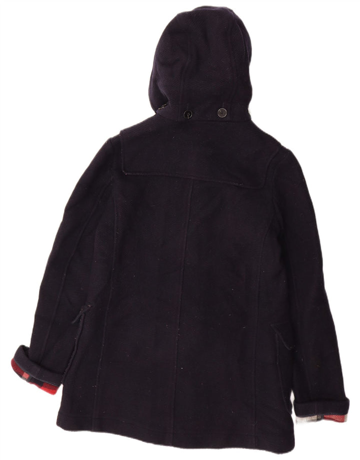 Topshop Womens Hooded Duffle Coat UK 10 Small Navy Blue Wool