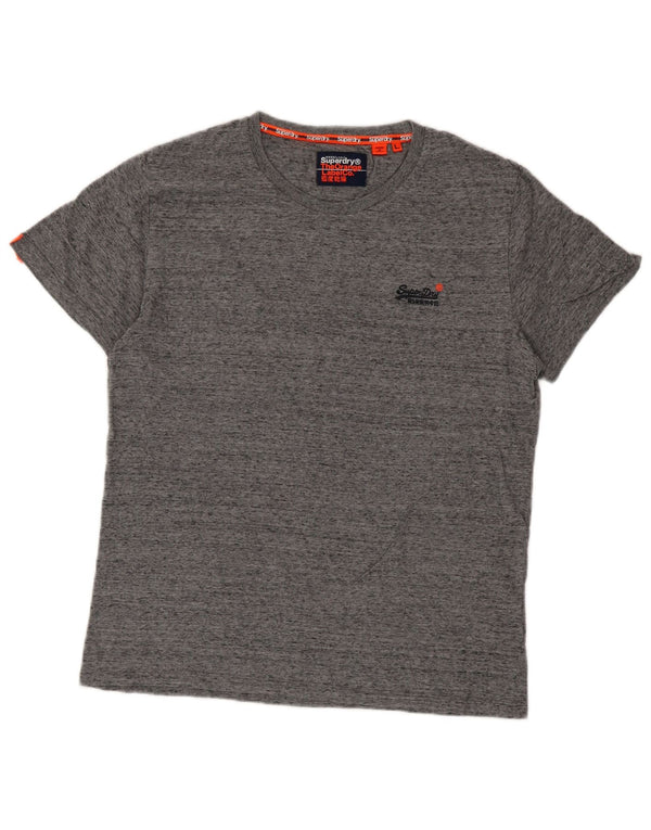 Superdry Mens T-Shirt Top Large Grey Flecked Cotton