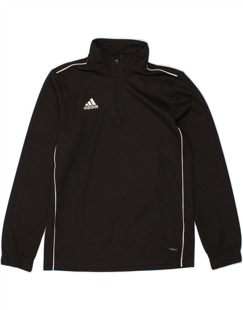 ADIDAS Boys Zip Neck Pullover Tracksuit Top 11-12 Years Black Polyester | Vintage Adidas | Thrift | Second-Hand Adidas | Used Clothing | Messina Hembry 