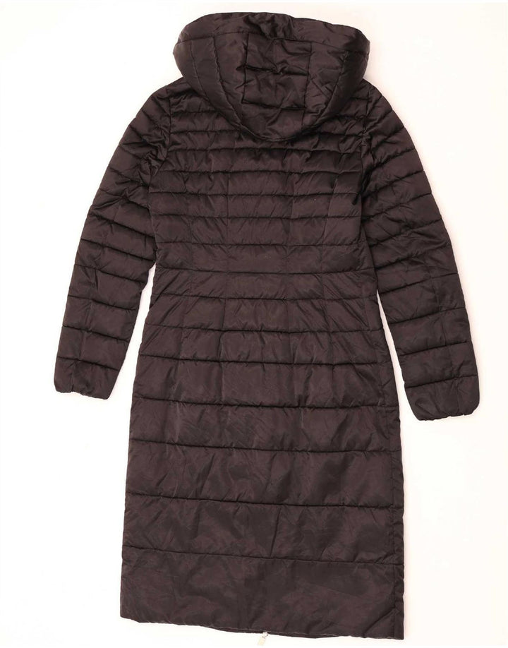 Massimo Dutti Womens Hooded Padded Coat UK 10 Small Blue Polyester