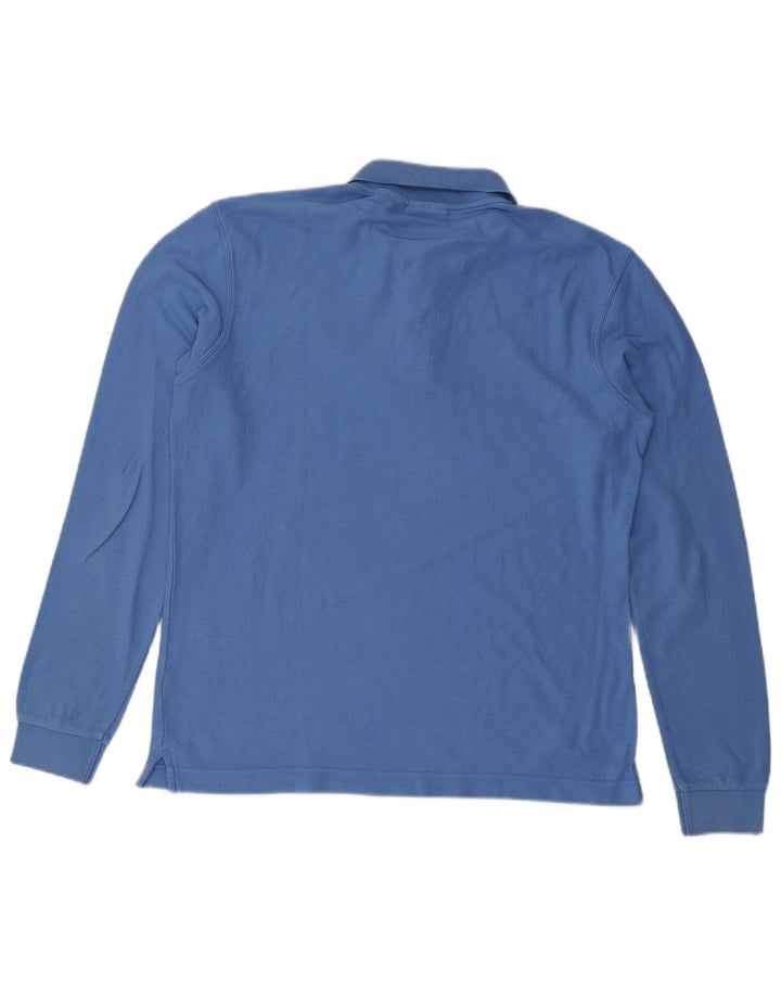Fila Mens Long Sleeve Polo Shirt Medium Blue Cotton