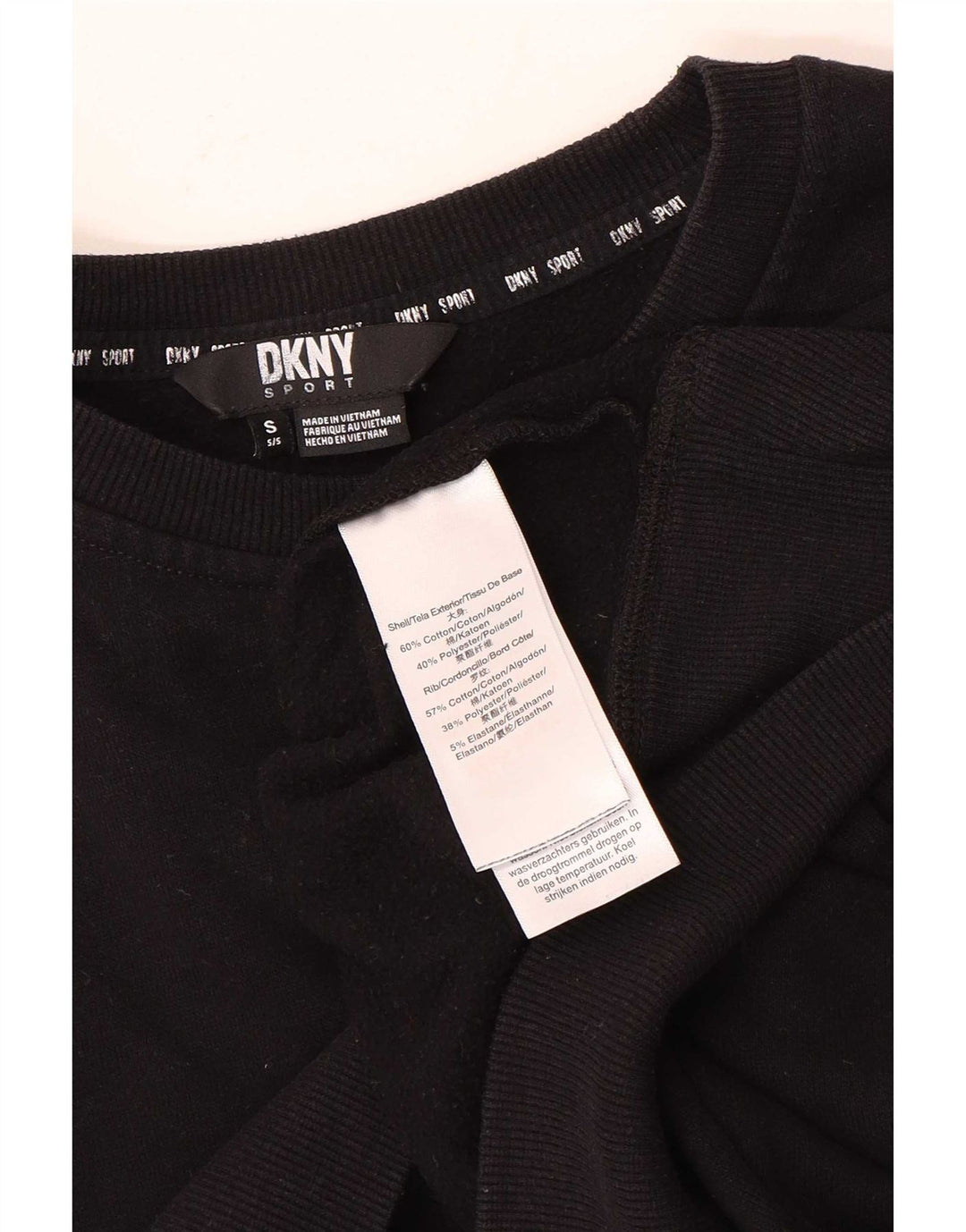 Dkny Womens Crop Oversized Sweatshirt Jumper UK 10 Small Black Cotton