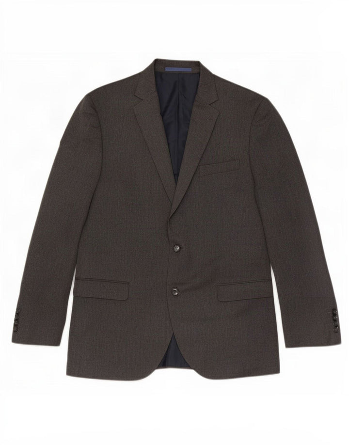 Marks & Spencer Mens 2 Button Blazer Jacket UK 42 Large Grey Polyester