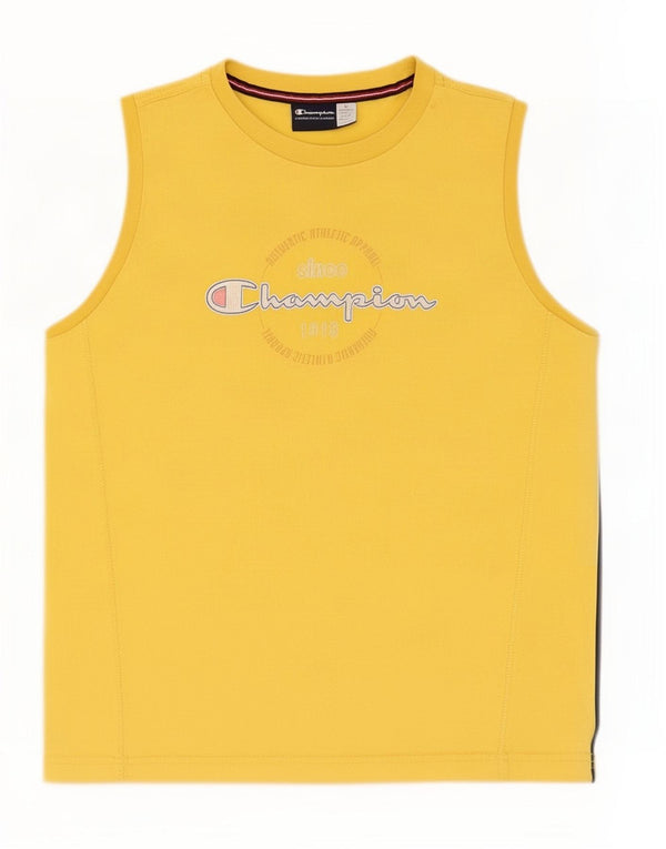 Champion Boys Graphic Vest Top 13-14 Years XL Yellow Cotton