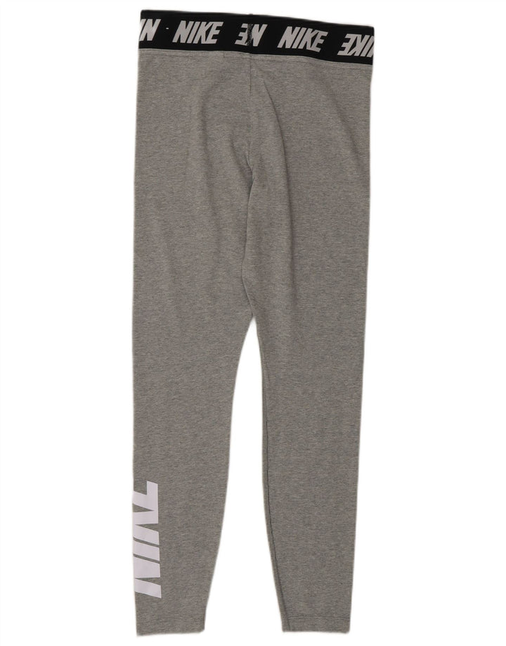 Nike Womens Graphic Leggings UK 12 Medium Grey Colourblock Cotton