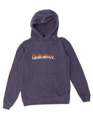 QUIKSILVER Boys Graphic Hoodie Jumper 13-14 Years Navy Blue Cotton