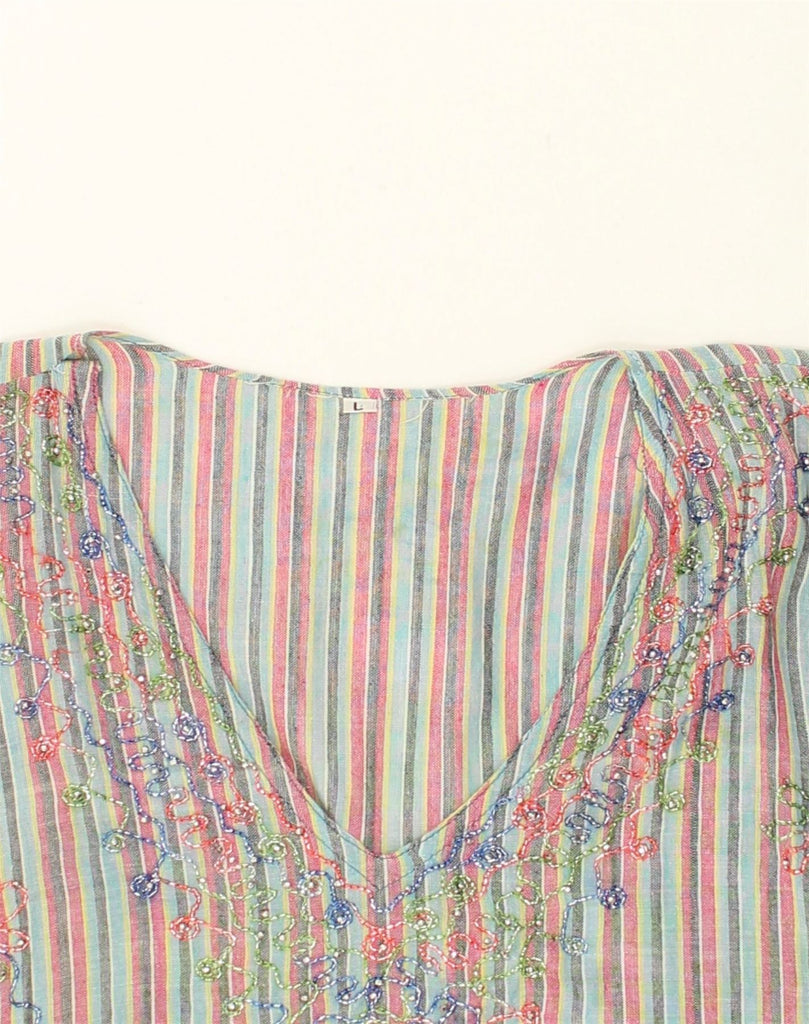 VINTAGE Womens Asymmetric Blouse Top UK 16 Large Multicoloured Striped | Vintage Vintage | Thrift | Second-Hand Vintage | Used Clothing | Messina Hembry 