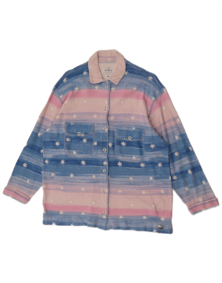 Vintage Womens Abstract Pattern Shirt Blouse UK 16 Large Blue Striped