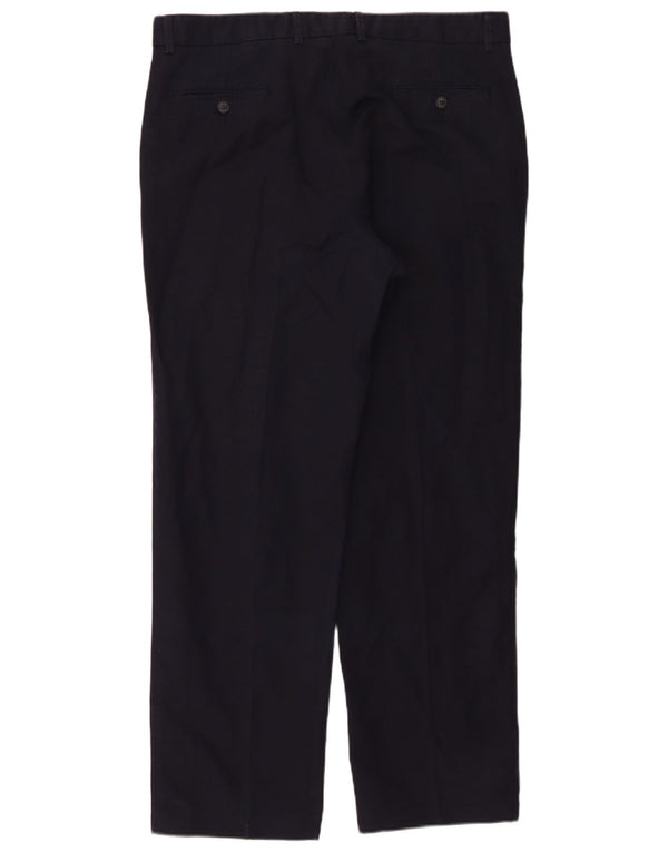 Belfe Mens Straight Chino Trousers W38 L31 Navy Blue Cotton