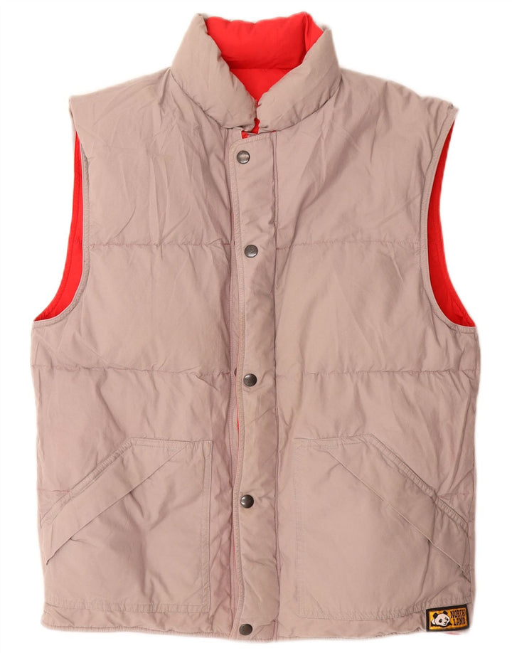 Vintage Mens Reversible Padded Gilet UK 38 Medium Red Cotton