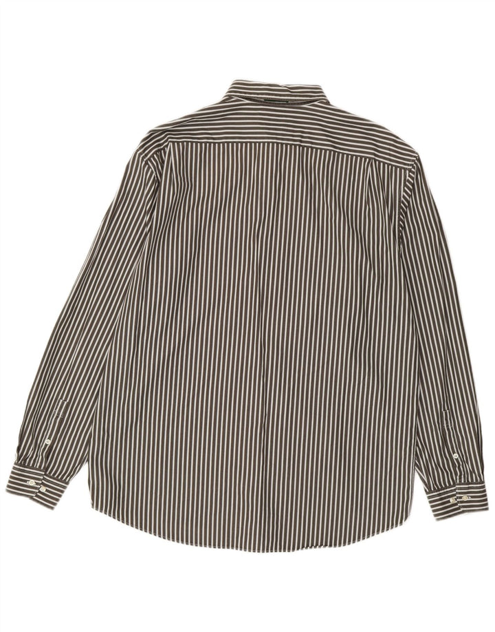 Lacoste Mens Regular Fit Shirt Size 44 XL Grey Pinstripe Cotton