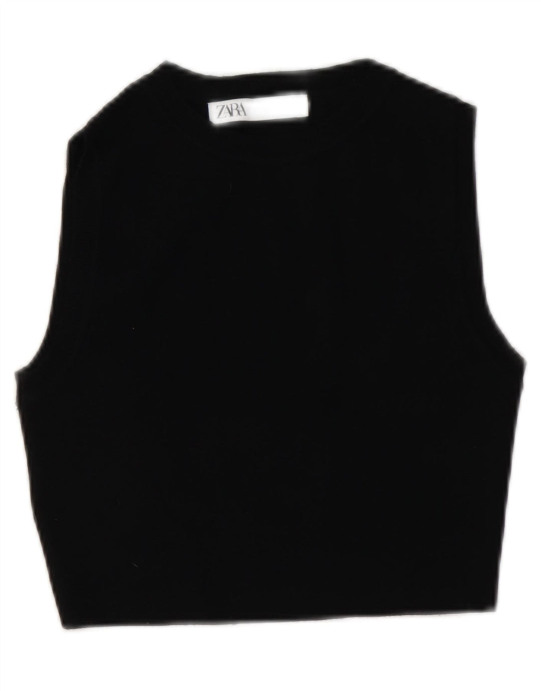 Zara Womens Crop Vest Top UK 12 Medium Black Viscose