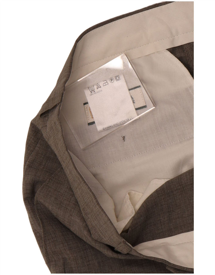 Marks & Spencer Mens Straight Suit Trousers W34 L27 Grey Polyester