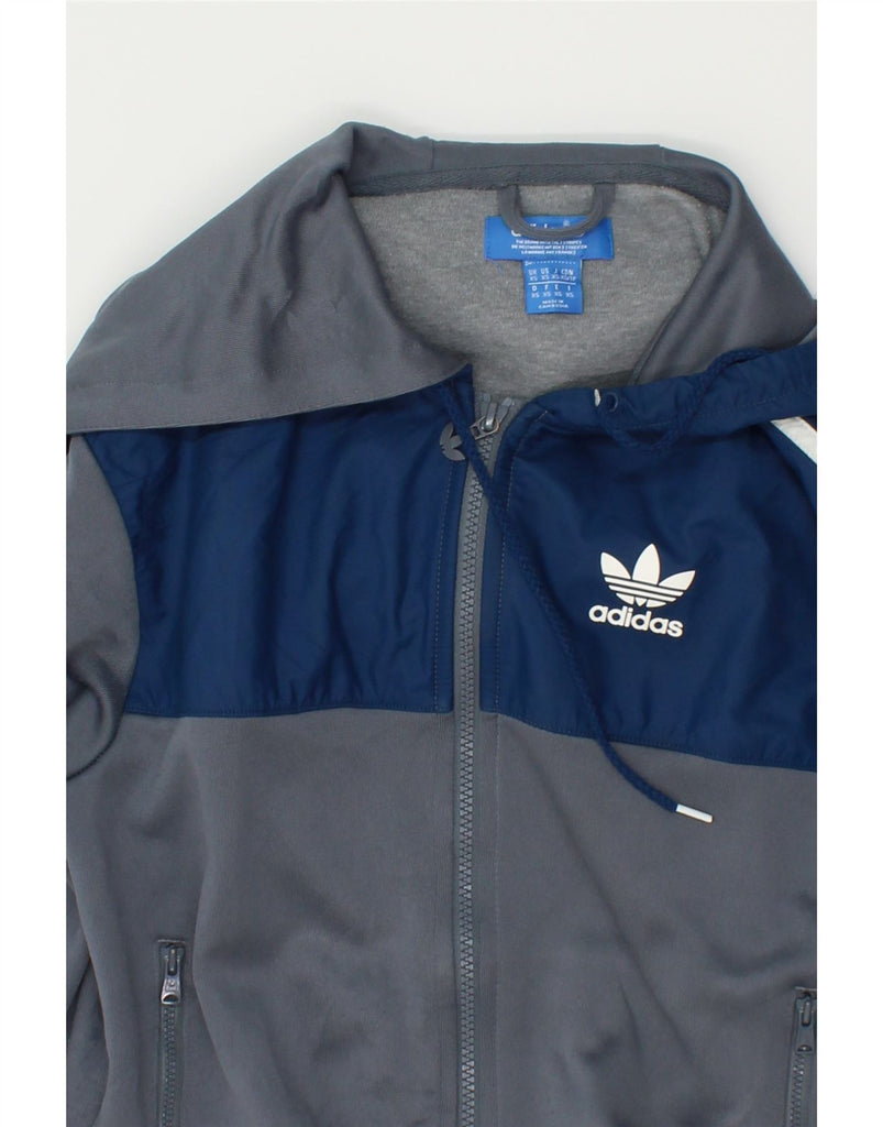 ADIDAS Mens Zip Hoodie Sweater XS Grey Colourblock Polyester | Vintage Adidas | Thrift | Second-Hand Adidas | Used Clothing | Messina Hembry 