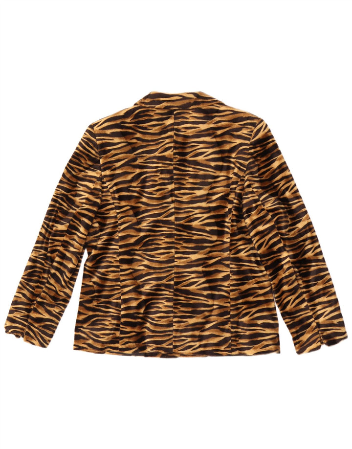 My Own Womens 4 Button Blazer Jacket EU 42 Large Brown Animal Print