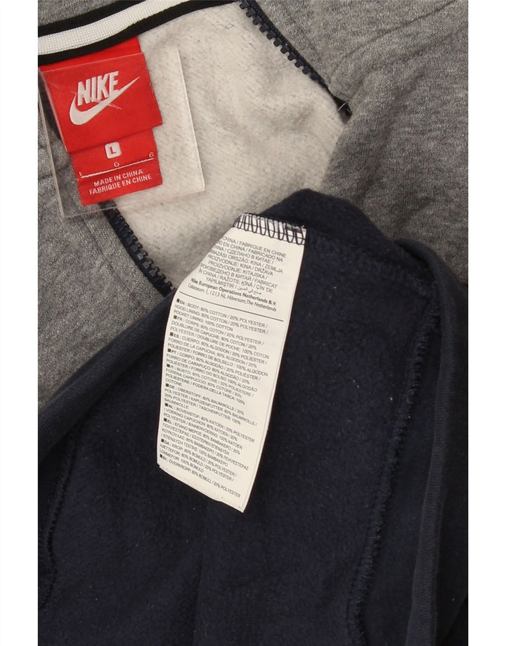 NIKE Mens Graphic Zip Hoodie Sweater Large Multicoloured Colourblock
