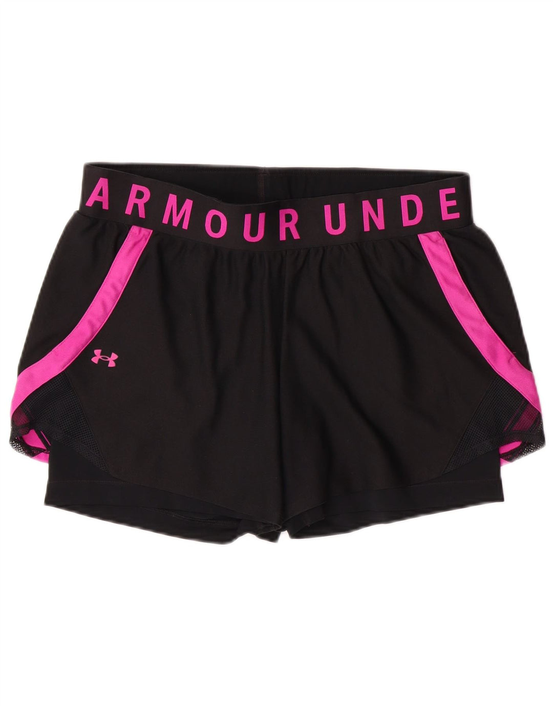 UNDER ARMOUR Womens Heat Gear Sport Shorts UK 14 Large Black Colourblock