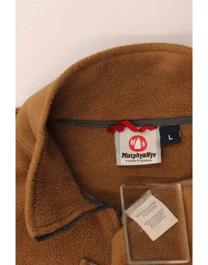 Murphy & Nye Mens Zip Neck Fleece Jumper Large Beige Polyester