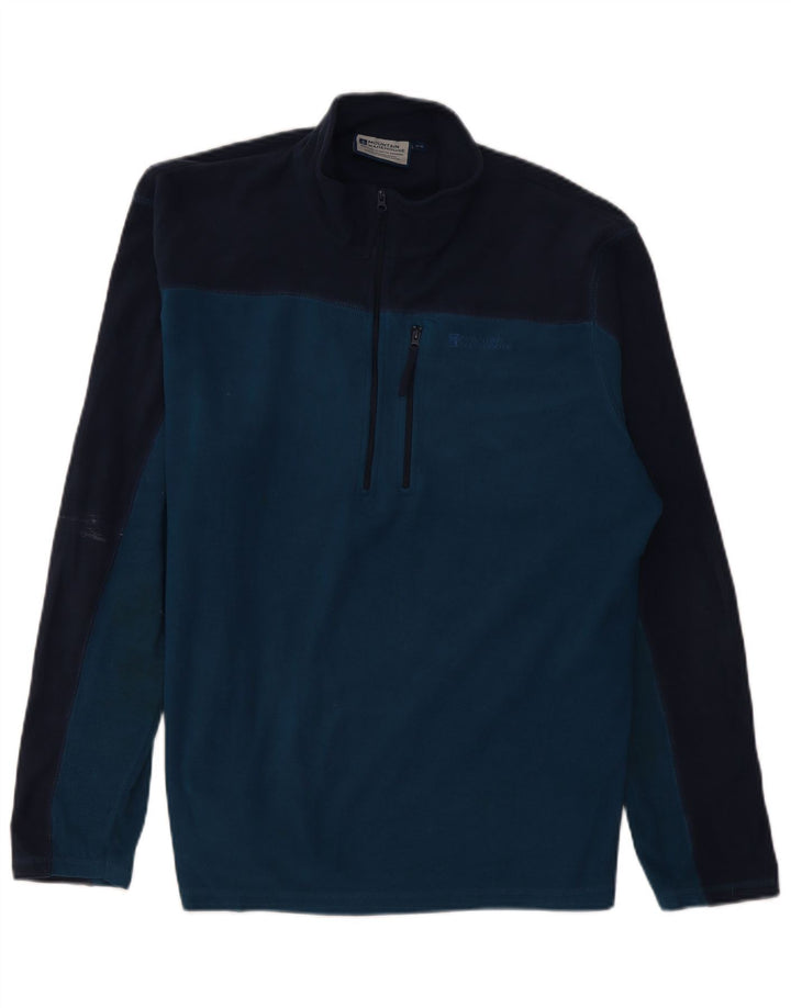 MOUNTAIN WAREHOUSE Mens Zip Neck Fleece Jumper XL Navy Blue Colourblock