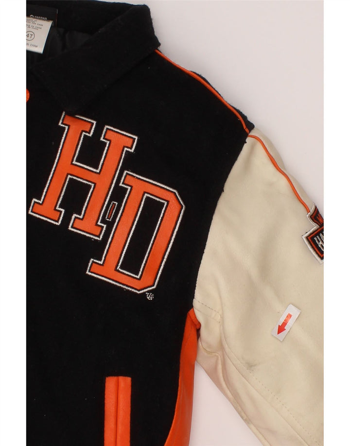 Harley Davidson Boys Graphic Varsity Jacket 3-4 Years Navy Blue Colourblock