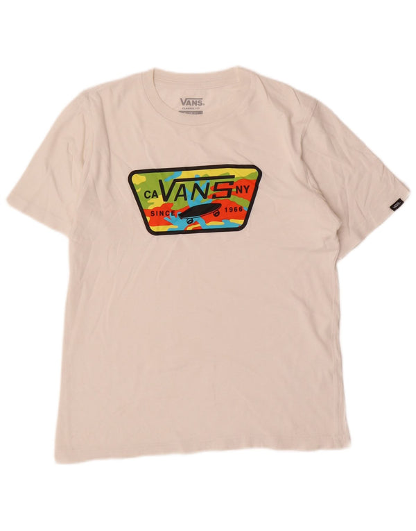 Vans Boys Classic Fit Graphic T-Shirt Top 10-11 Years Medium White Cotton