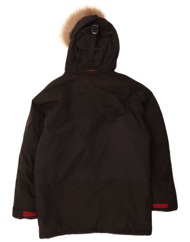 Vintage Mens Hooded Parka Jacket UK 38 Medium Black Nylon