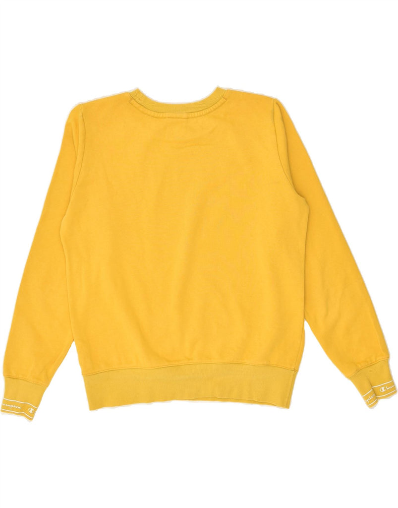 CHAMPION Womens Graphic Sweatshirt Jumper UK 16 Large Yellow Cotton | Vintage Champion | Thrift | Second-Hand Champion | Used Clothing | Messina Hembry 