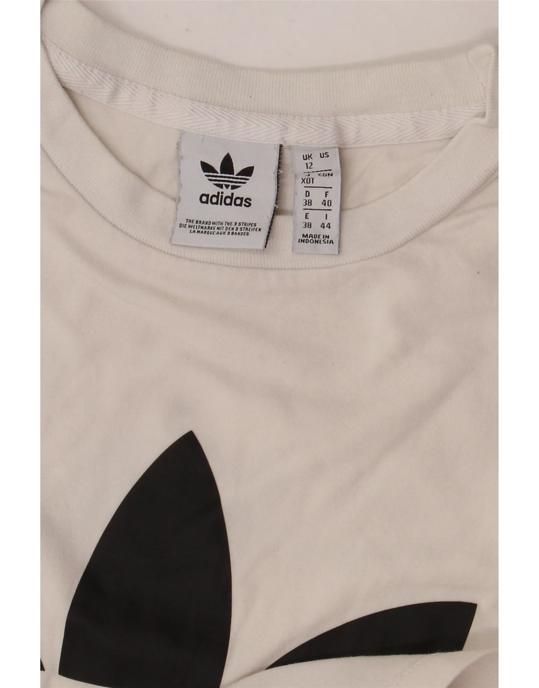 Adidas Womens Graphic T-Shirt Top UK 12 Medium White