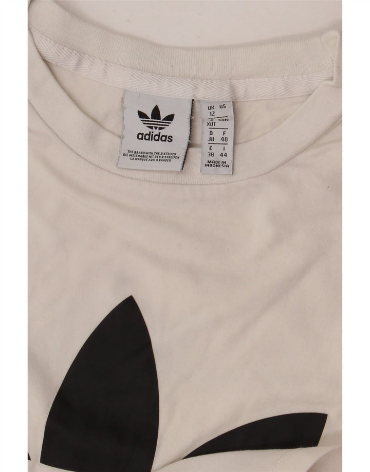Adidas Womens Graphic T-Shirt Top UK 12 Medium White