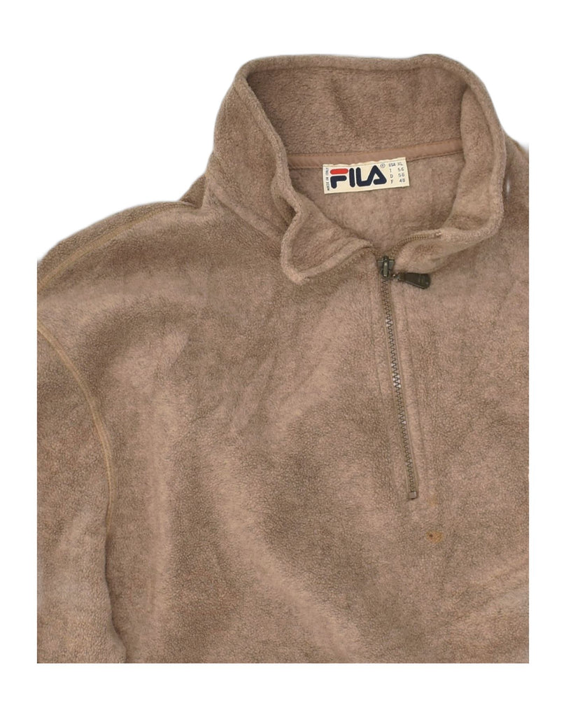 FILA Mens Zip Neck Fleece Jumper IT 56 XL Brown Polyester | Vintage Fila | Thrift | Second-Hand Fila | Used Clothing | Messina Hembry 