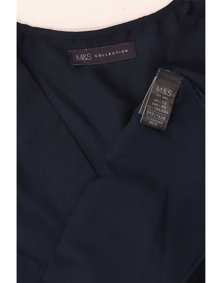 Marks & Spencer Womens Blouse Top UK 12 Medium Navy Blue Polyester