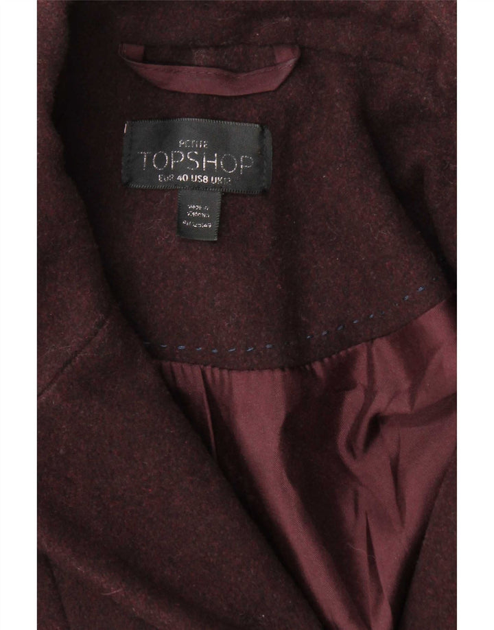 Topshop Womens Overcoat UK 12 Medium  Burgundy Polyester
