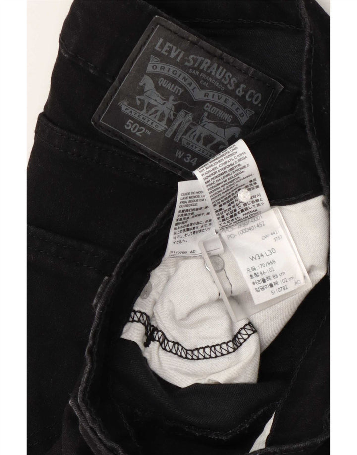 Levi's Mens 502 Tapered Jeans W34 L30 Black Cotton