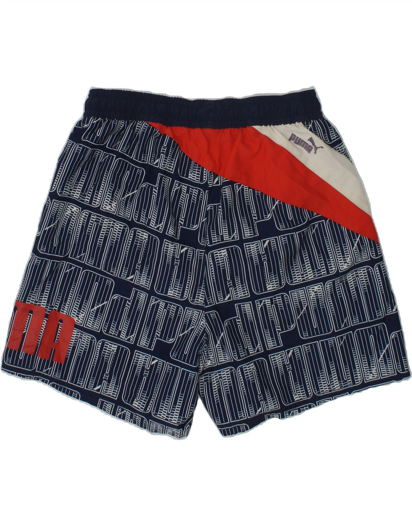 PUMA Boys Graphic Sport Shorts 11-12 Years Navy Blue Geometric Polyester | Vintage Puma | Thrift | Second-Hand Puma | Used Clothing | Messina Hembry 