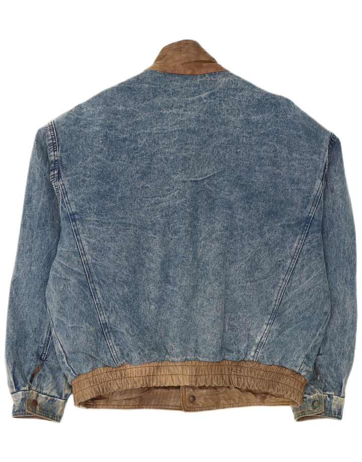 Vintage Mens Reversible Denim Jacket IT 50 Large Blue Leather