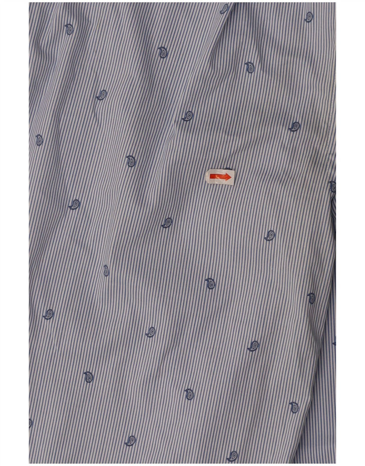 TOMMY HILFIGER Mens Stretch Shirt Size 15 1/2 Medium Blue Pinstripe