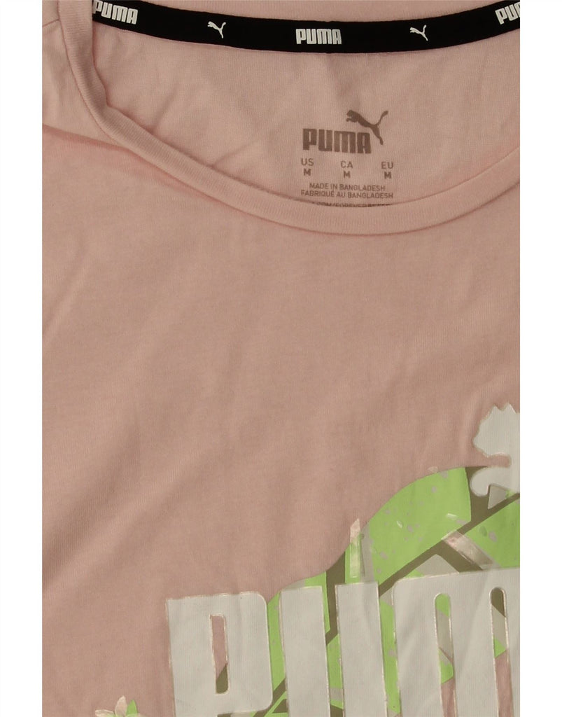 PUMA Womens Graphic T-Shirt Top UK 12 Medium Pink Cotton Vintage Puma and Second-Hand Puma from Messina Hembry 
