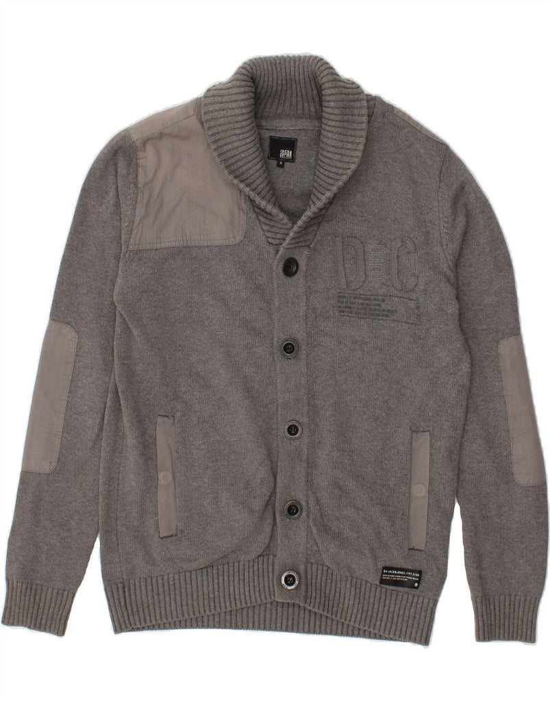 JACK & JONES Mens Graphic Cardigan Sweater Medium Grey Cotton | Vintage Jack & Jones | Thrift | Second-Hand Jack & Jones | Used Clothing | Messina Hembry 